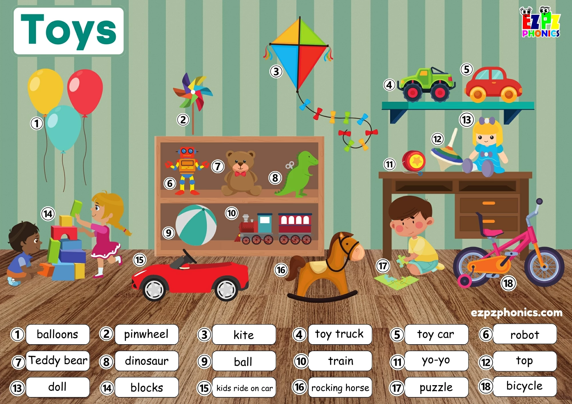 Toys Picture Dictionary My First English Words (Free PDF Download)